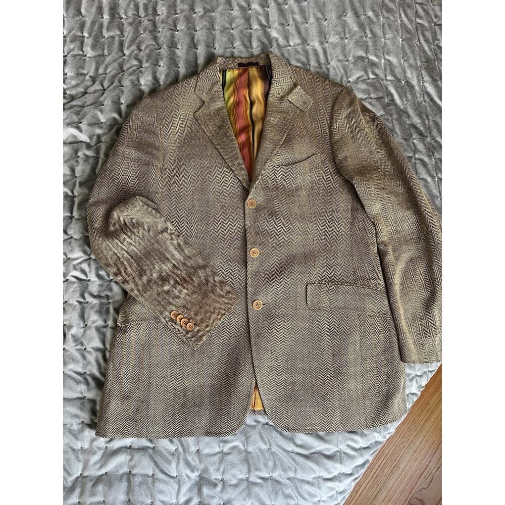 Vintage Etro Milano Men's Sport Coat Blazer size 52 Italy Made Linen bland